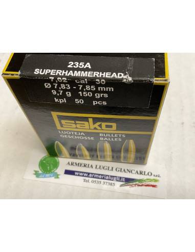 Ogive Palle Sako 235A superhammerhead  calibro 30 50 pezzi 150 grani  9,7 g 7,87 mm