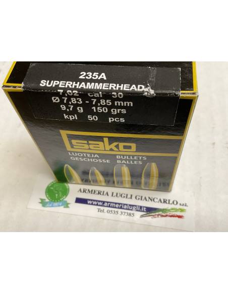 Ogive Palle Sako 235A superhammerhead  calibro 30 50 pezzi 150 grani  9,7 g 7,87 mm