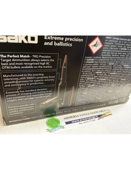 Colpi Cartucce Munizioni Sako TRG precision target ammunition calibro 308  win 168 grani