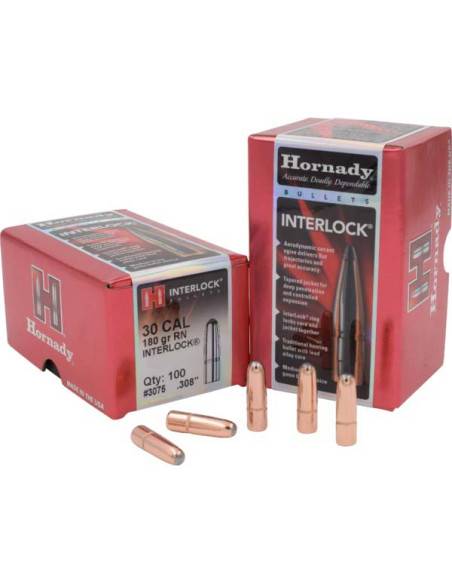 PALLE DA RICARICA – HORNADY – 30 Cal .308 180 gr InterLock® RN –3075 (100 PZ)