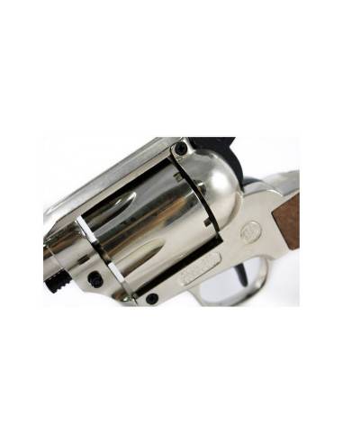 BRUNI PISTOLA REVOLVER A SALVE SINGOLA AZIONE NICHELATO GUANCETTE LEGNO .380