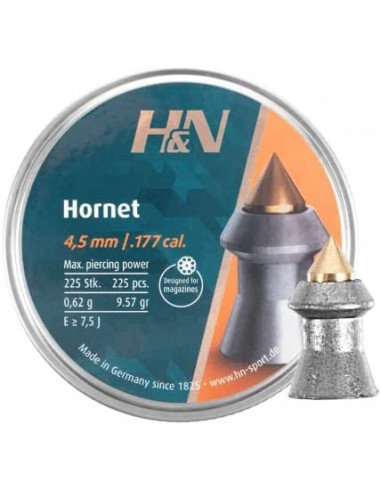 Pallini per carabine H&N Hornet Argento-Rame Calibro 4.5 / 177 4,50/225 Haendler & Natermann Sport, H&N DIABOLO Hornet 4.50MM