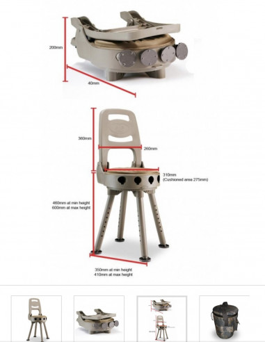 Sedia girevole portatile BERGARA caccia -  pesca- tempo libero pieghevole e smontabile compreso di zainetto