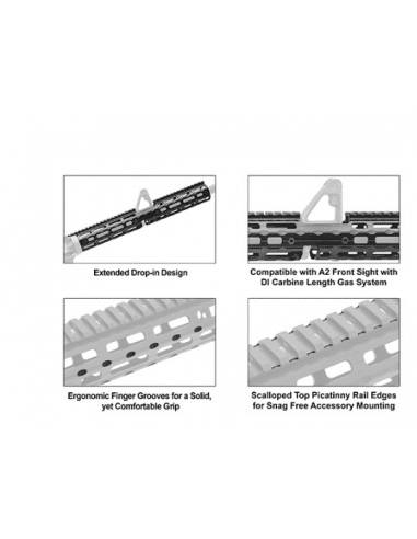 AR15 Super Slim M-LOK® 15" Drop-in Car. Length Rail - UTG PRO codice UTG-MTU015SSM