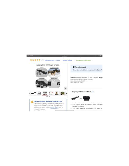Ottica notturna ATN X-SIGHT 5 LRF 3-15X ATN X-SIGHT 5 Pro 3-15x DAY/NIGHT HD WI-FI LRF 1000mt
