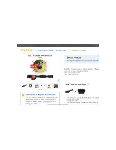 Ottica notturna ATN X-SIGHT 5 LRF 3-15X ATN X-SIGHT 5 Pro 3-15x DAY/NIGHT HD WI-FI LRF 1000mt