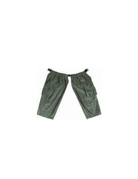 Cosciale gambale gommato, unisex, cuciture termosaldate, fodera interna, cintura elastica con fibbia e due tasche laterali.