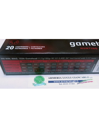 CARTUCCE COLPI MUNIZIONI SAKO  CALIBRO 300  WIN. MAG. 180 GRANI SAKO GAMEHEAD 20 CARTUCCE