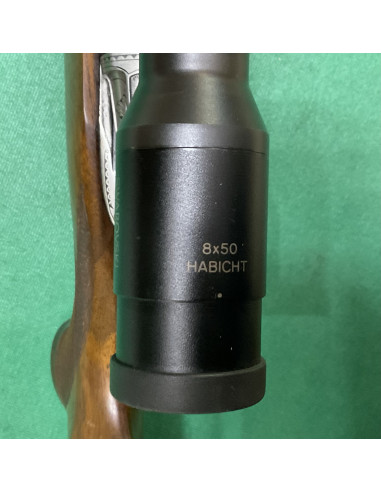 Catabina da caccia in legno Zoli Antonio AZ 1900 calibro 270W ottica Swarovski 8x50 Habicht illuminata.