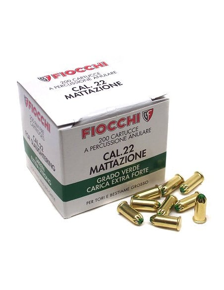 Cartucce Da Mattazione Cal 22 Fiocchi Conf.200 Cartucce da mattazione Fiocchi cal. 22 grado verde extra forte confezione 200 pz.