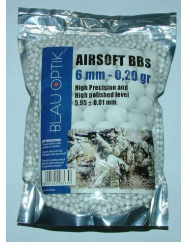 PALLINI BLAUOPTIK AIRSOFT PLASTICA 0,20 g BUSTA 1 KG 6 mm CC 3570