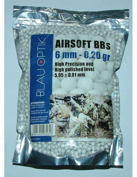 PALLINI BLAUOPTIK AIRSOFT PLASTICA 0,28 g BUSTA 1 KG 6 mm CC 3570
