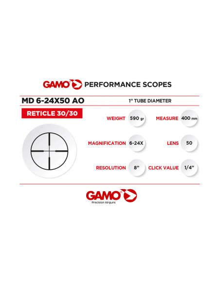 OTTICA GAMO SCOPE MILL DOT 6-24X50AO codice 20VEMD624X50AO