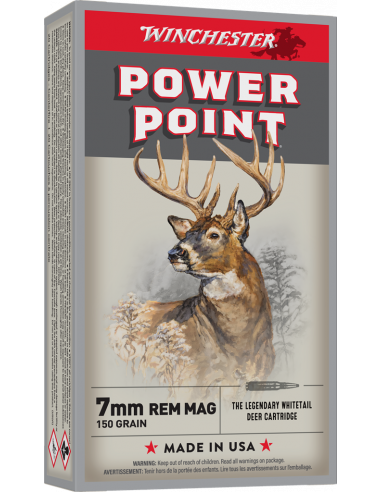 CARTUCCE MUNIZIONI  WINCHESTER 7mm Remington Magnum, 150 Grain