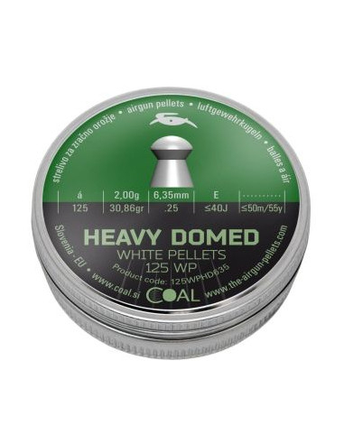 Pallini per carabine punta semitonda  Coal  in piombo per calibro 6,35 mm 25 Heavy Domed 125 WP
