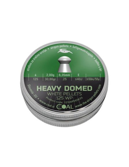Pallini per carabine punta semitonda  Coal  in piombo per calibro 6,35 mm 25 Heavy Domed 125 WP