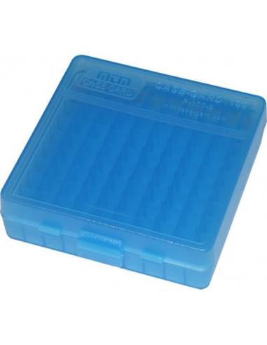 SCATOLA PLASTICA MTM 100 PORTACOLPI CALIBRI 380/9MM 100 Round Flip-Top Ammo Box  porta colpi ricarica p-100-9-24 blu 100 pezzi