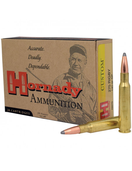 CARTUCCE MUNIZIONI COLPI Hornady 514046 Custom 275 Rigby, 140 gr, SP InterLock Ammunition