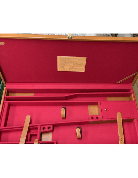 Valigia per armi extra lusso porta due doppietta Beretta GUR6 2047 072A rivestita rosso interno porta coppia fucili vero cuoio