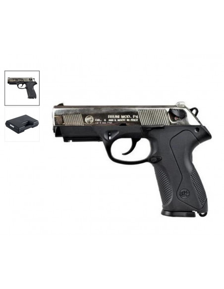 PISTOLA A SALVE P4 CAL.9MM BLACK/CROMO (SCACCIACANI)  PISTOLE A SALVE