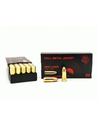 Munizioni colpi GECO 9 mm Luger FULL METAL JACKET 8,0g 124 gr 50 colpi