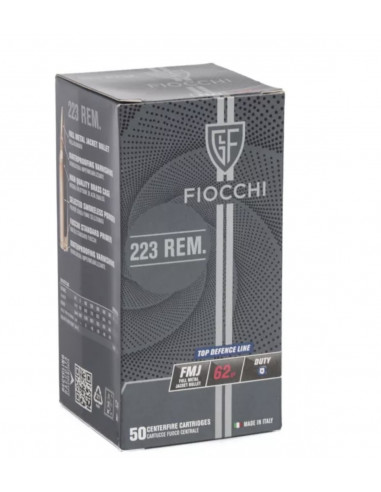 Fiocchi 50 colpi  munizioni cartucce calibro 223 rem palla FMJBT 62gr 70555600