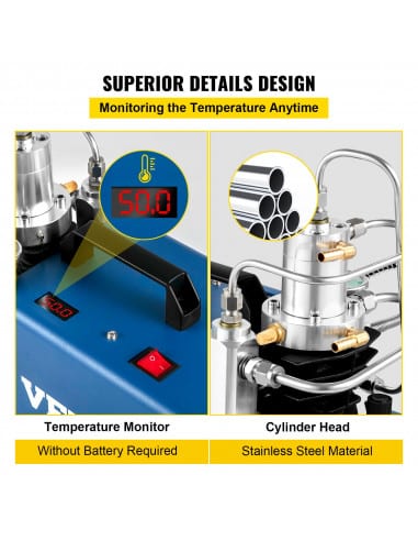 Vevor Compressore Elettrico ad Alta Pressione 1800W Pompa ad Aria armi pcp a Modo di Arresto Automatico 220V 300 Bar