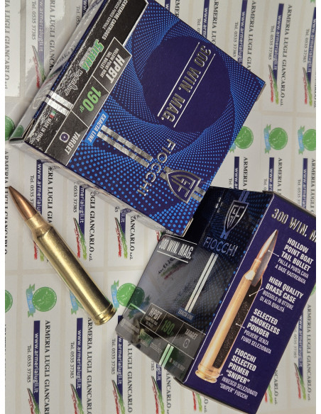 Cartucce Fiocchi calibro 300 win. mag HPBT 190 grani 10 munizioni palla Sierra Matchking