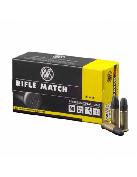 RWS CARTUCCE CALIBRO 22LR RIFLE MATCH 40grs MUNIZIONI precision meets speed