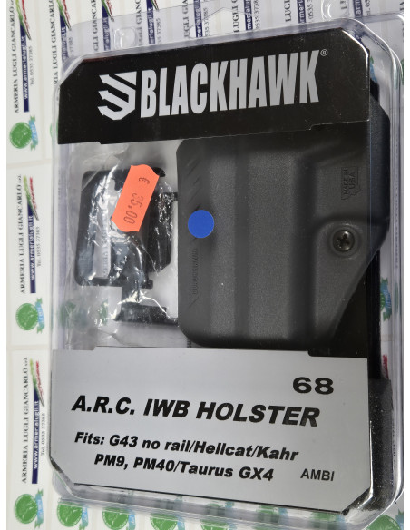 Fondina Blackhawk per pistola glock 43 pm9 pm40 turus gx4b A.R.C. Inside-the-Waistband Holster 417568ug