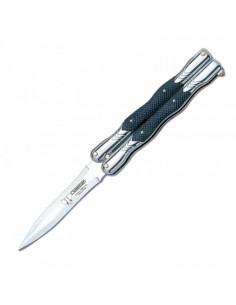 Cudeman - Coltello farfalla Kamikaze Cudeman Butterfly penknife 506-B bianco e nero il manico
