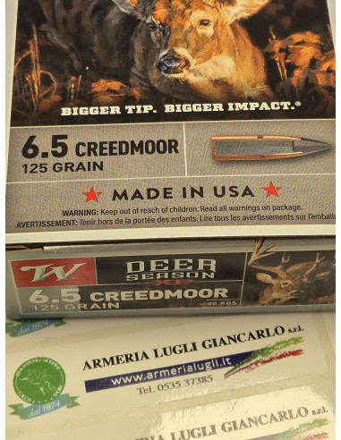 Cartucce Munizioni Winchester calibro 6,5 Creedmoor 125 grani 20 colpi