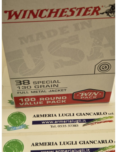 Cartucce Munizioni Winchester calibro 38 special  130 grani 100 colpi