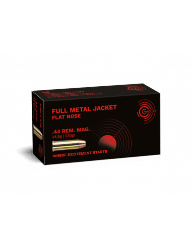 Munizioni colpi cartucce GECO .44 Rem. Mag. FULL METAL JACKET FLAT NOSE 14,9g  230 grani