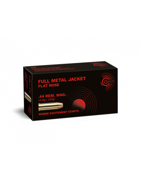Munizioni colpi cartucce GECO .44 Rem. Mag. FULL METAL JACKET FLAT NOSE 14,9g  230 grani