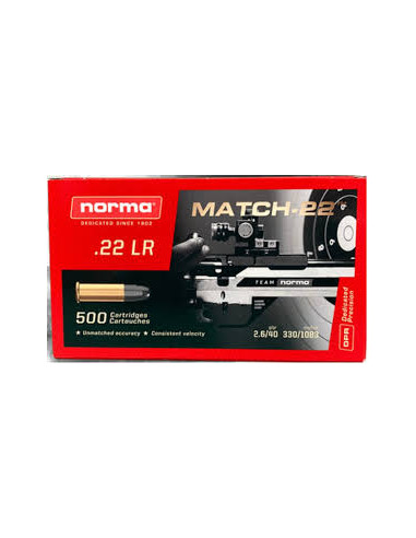 Colpi cartucce NORMA Munizioni Match 22 calibro 22lr 40 gr 50 pezzi