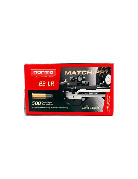 Colpi cartucce NORMA Munizioni Match 22 calibro 22lr 40 gr 50 pezzi