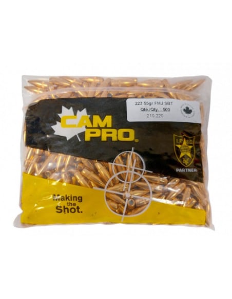 Palle Ogive Cam Pro calibro 22355 grani  fmj sbt 500 pezzi codice c15149