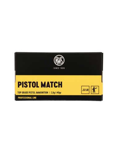 CARTUCCE MUNIZIONI COLPI CALIBRO 22 LR RWS PISTOL MATCH 40 GRANI 50 PEZZI