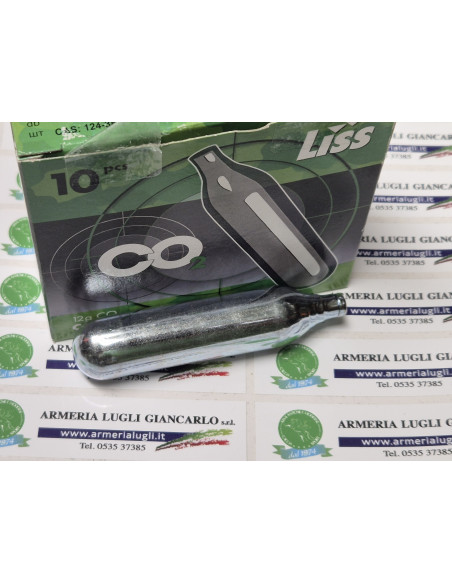 FIALE DI CO2 DA 12 GRAMMI - CONFEZIONE DA 10 PEZZI - LISS ARMI LIBERA VENDITA