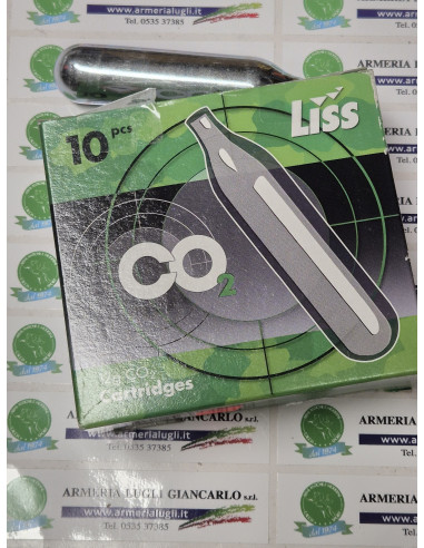 FIALE DI CO2 DA 12 GRAMMI - CONFEZIONE DA 10 PEZZI - LISS ARMI LIBERA VENDITA