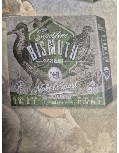 Cartucce Munizioni Nsi Nobel sport calibro 12 BIsmuth superfine short range 12/70 32 grammi piombo 8 scatole da  10