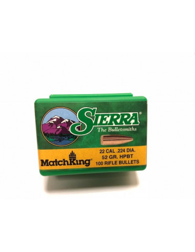OGIVE DA RICARICA SIERRA Matchking codice 1410 Palle HPBT Cal.22.224'' 52grs Conf. da 100 palle