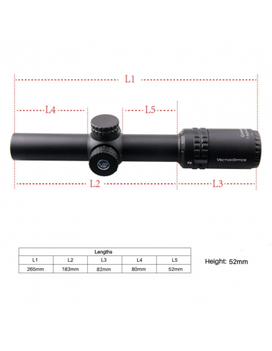 Ottixa per m4 ar15 da battura VECTOR OPTICS OTTICA DA TIRO PROFESSIONALE Grimlock 1-6x24 Gen 2 NERA codice scoc-1311