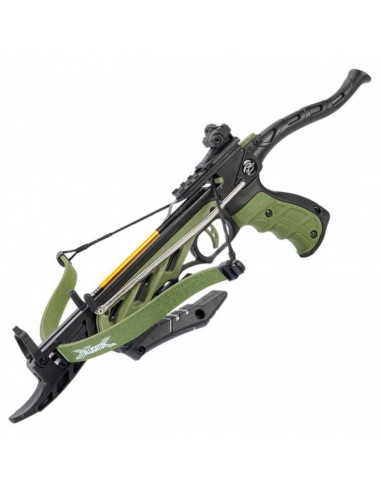 SELF COCKING FIBERGLASS BOW PISTOLA BALESTRA VERDE OLIVA COMPATTA MANKUNG Balestra a pistola ALLIGATOR Codice AD IB099