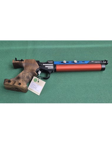 Pistola pcp co2 Pardini armi calibro 4,5 modello K12 con serbatoio rosso libera vendita con copricanna e pesi impugnatura M