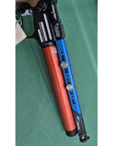 Pistola pcp co2 Pardini armi calibro 4,5 modello K12 con serbatoio rosso libera vendita con copricanna e pesi impugnatura M