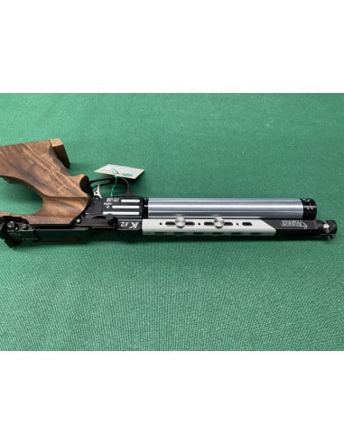 Pistola pcp co2 aria compressa Pardini armi modelo K12 calibro 4,5 impugnatura L bombola bianca con pesi e coperchio