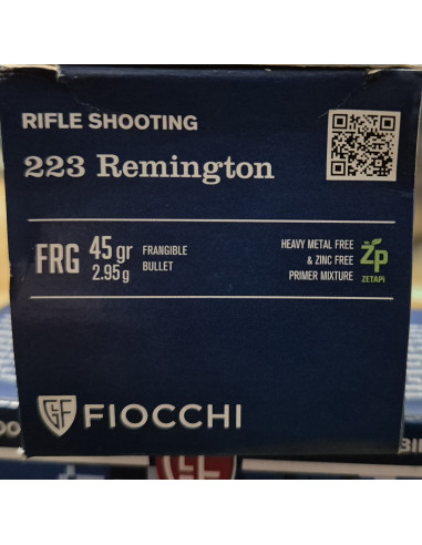 Cartucce Munizioni Colpi Fiocchi Rifle Shooting calibro 223 Remington  ERG 45 grani 2.95 g ZP no metallo pesanti e senza zinco