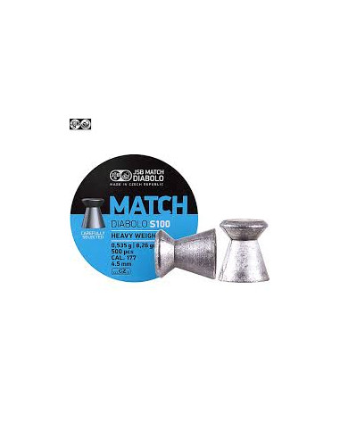 Pallini pellet in piombo per carabine pistola JSB PIOMBINO DIABOLO MATCH S100  500 pezzi 0,535 g 4.50